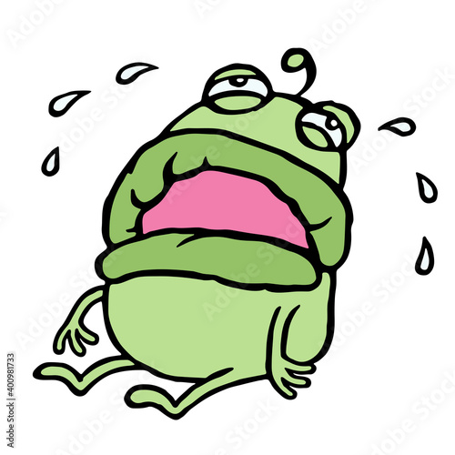 Green stranger in hysterics. Vector illustration