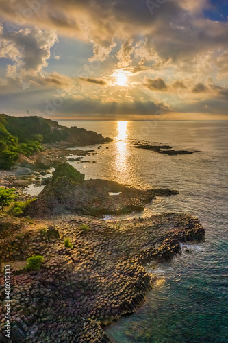 Aerial view of Ganh Da Dia or Dia stone at Phu Yen, Vietnam. Unesco heritage