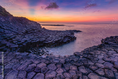 Aerial view of Ganh Da Dia or Dia stone at Phu Yen, Vietnam. Unesco heritage