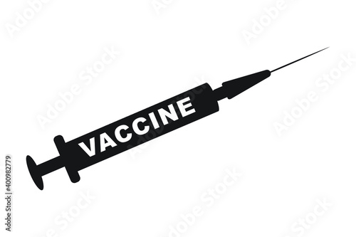 Black and white vaccine syringe vector illustration