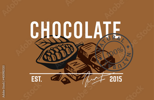 emblem pieces of chocolate with text