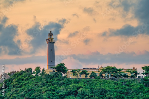 Aerial view of Dai Lanh Lighthouse  Phu Yen. This place is considered the first place to receive sunshine on the mainland of Vietnam