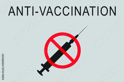 Anti-vaccination needle vector illustration on a light grey background