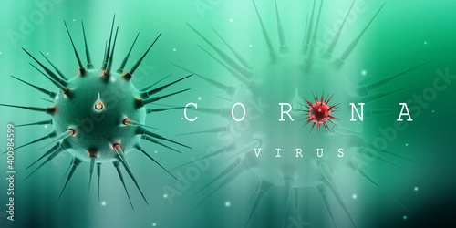 3d render Corona virus microscopic view