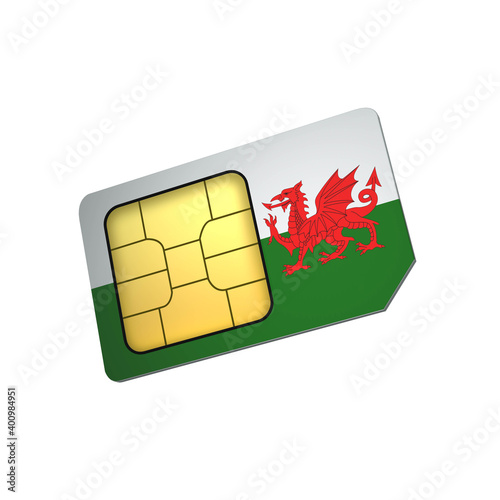 SIM Card with Flag of Welsh Dragons A concept of Canada Mobile Operator