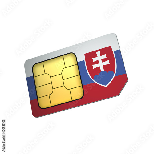 SIM Card with Flag of Slovakia A concept of Slovakia Mobile Operator photo