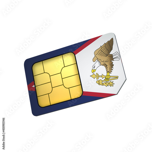 SIM Card with Flag of Samao A concept of Samao Mobile Operator photo