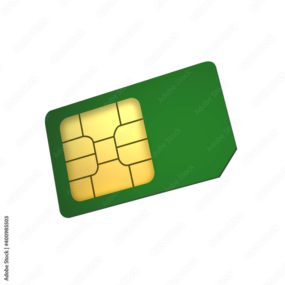 3D green mobile phone sim card chip 3D green mobile phone sim card chip