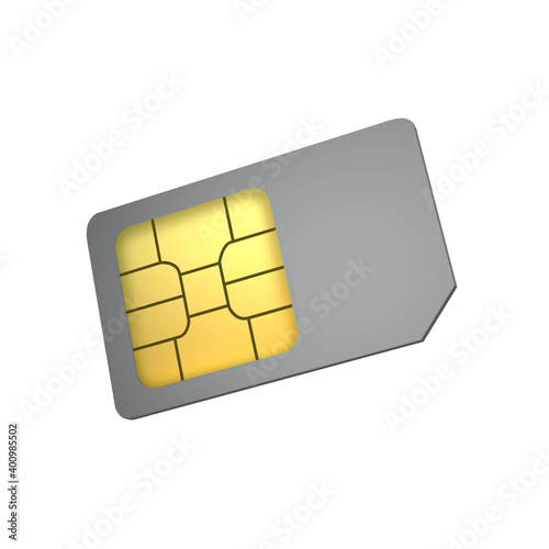 3D grey mobile phone sim card chip