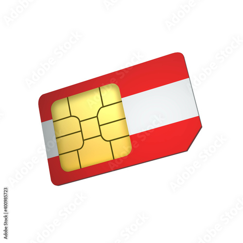 SIM Card with Flag of Austria A concept of Austria Mobile Operator