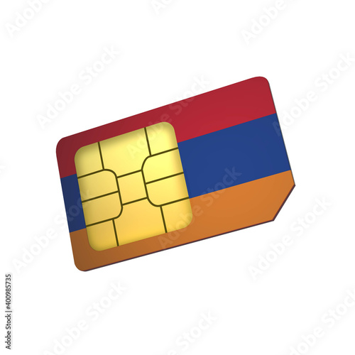 SIM Card with Flag of Armenia A concept of Armenia Mobile Operator