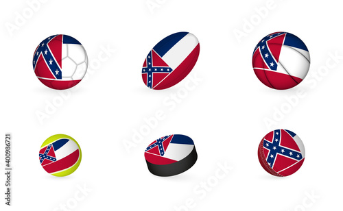 Sports equipment with flag of Mississippi. Sports icon set. Free Download Sports equipment with flag of Mississippi. Sports icon set. - GFXLoad