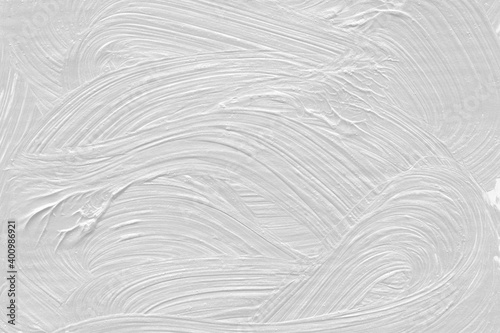 Modern contemporary acrylic background. Black and white paint texture made with a brush. Abstract painting on paper. Mess on the canvas. Clay paint.