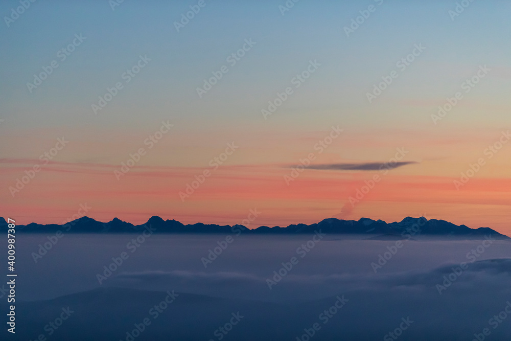 Mount Grappa in Italy / View from the summit at dawn