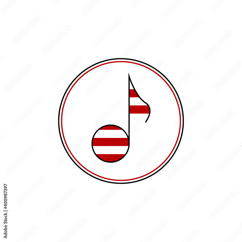 Obraz premium Ellipse Music Notes Letter D With Red And White Color Icon logo design