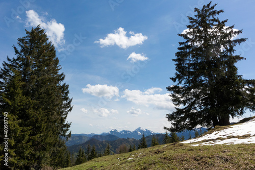 Panorama from Baumgartenschneid mountain in Bavaria  Germany