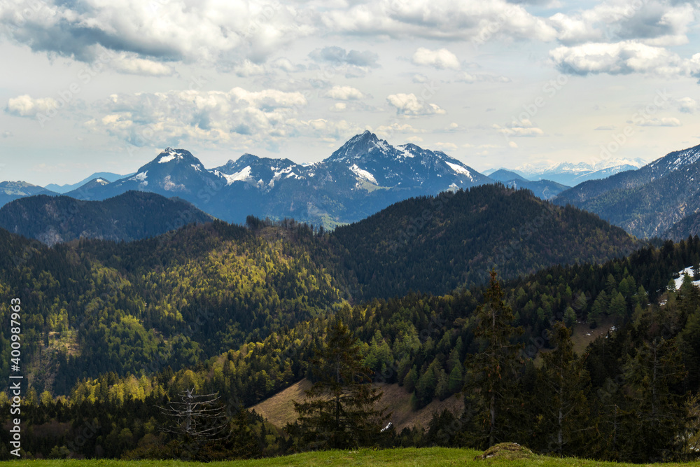 Panorama from Baumgartenschneid mountain in Bavaria, Germany