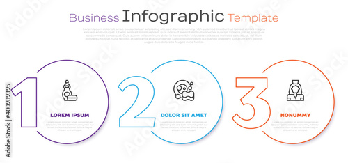Set line Dishwashing liquid bottle, Washing dishes and Cleaning lady service. Business infographic template. Vector.