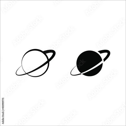 Planet Saturn with planetary ring system flat vector icon for astronomy apps and websites