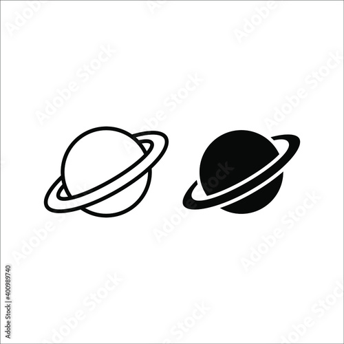Planet Saturn with planetary ring system flat vector icon for astronomy apps and websites