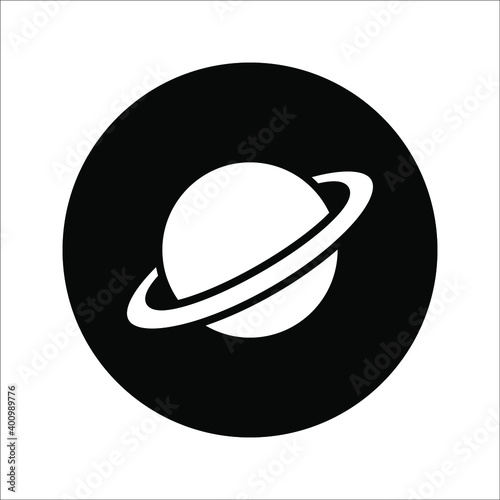 Planet Saturn with planetary ring system flat vector icon for astronomy apps and websites