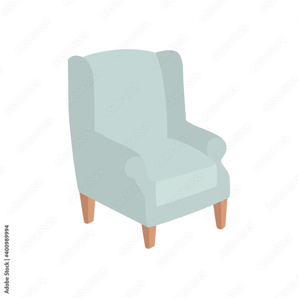High-backed chair, isolated on white. Hand-drawn vector illustration in a modern style. High-backed chair, isolated on white. Hand-drawn vector illustration in a modern style.
