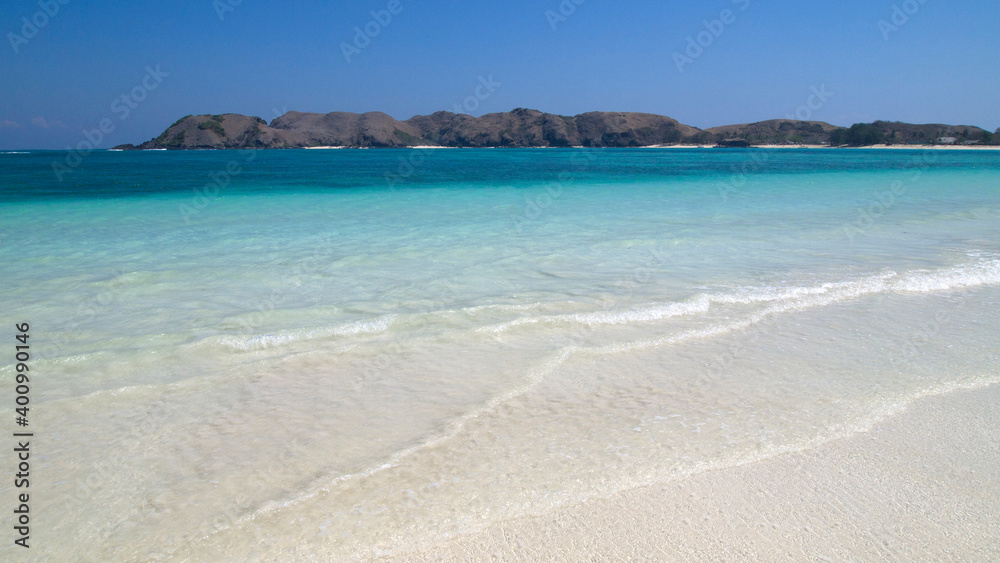 Crystal clear water at Tanjung Aan Beach, Lombok Island	