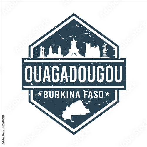 Ouagadougou, Burkina Faso Travel Stamp Icon. Skyline City Design Tourism Diamond. Vector Illustration Grunge Clip art Badge.