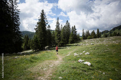 Hiker in the Bavarian mountains