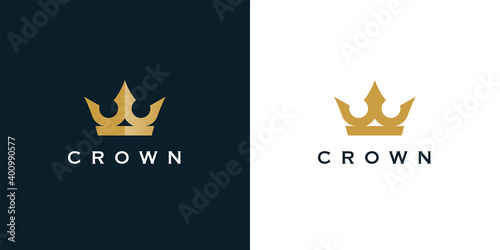 Fototapeta Premium style abstract gold crown logo symbol