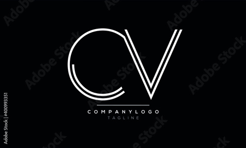 Abstract Letter Initial CV or VC Vector Logo Design Template