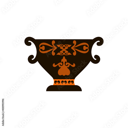 Greek amphora with ornament. Vector illustration. Flat design.. photo