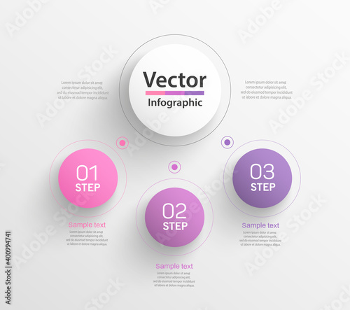 Business infographic design template with 3 options, parts, steps or processes. Can be used for workflow layout, diagram, number options, web design