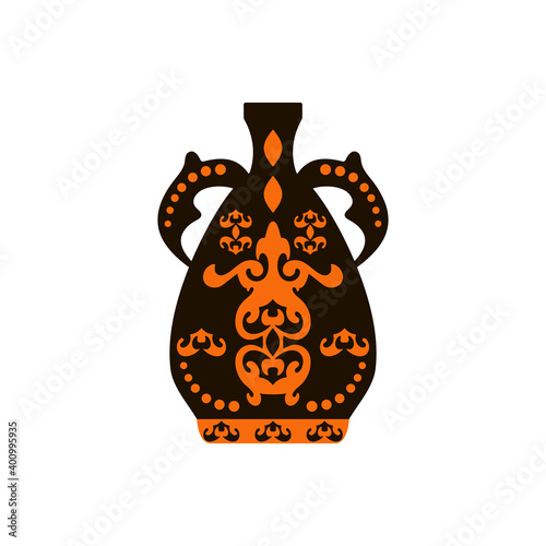Greek amphora with ornament. Vector illustration. Flat design..