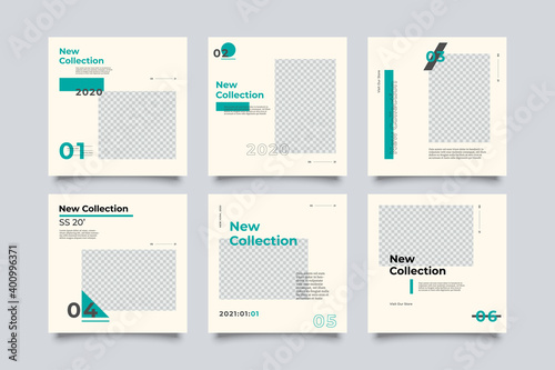 6 Editable square banner layout template. modern promotion square web banner for social media