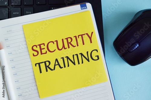 Business concept for providing security awareness training for end users. Word writing text Security Training.
