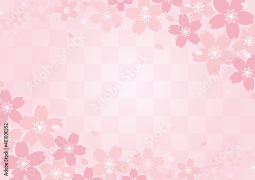 市松模様と桜の背景　A3横 © pico