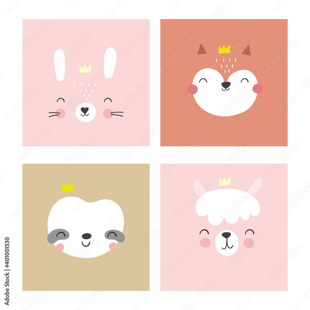 Cute simple animal portraits. Great for designing baby clothes.