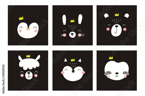 Cute simple animal portraits. Great for designing baby clothes.