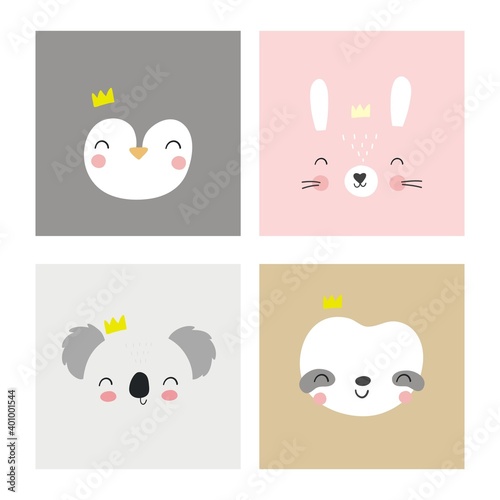 Cute simple animal portraits. Great for designing baby clothes.