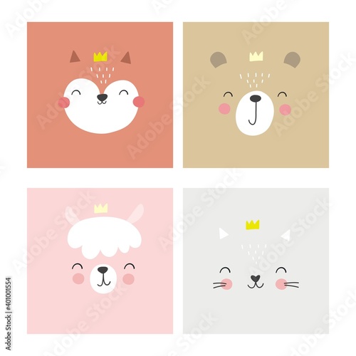 Cute simple animal portraits. Great for designing baby clothes.