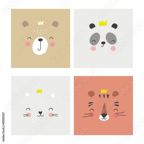 Cute simple animal portraits. Great for designing baby clothes.