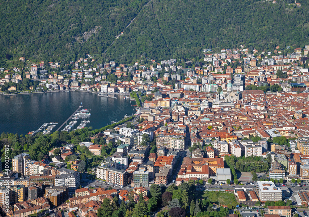 Como - The city and lake Como under the alps.