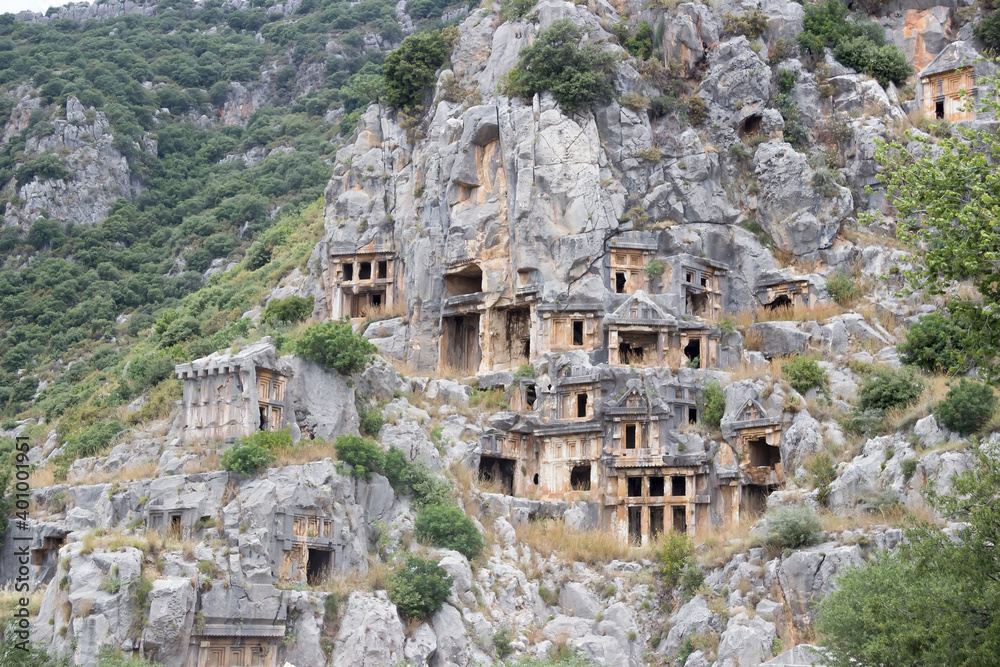  abandoned houses without doors carved into the rock