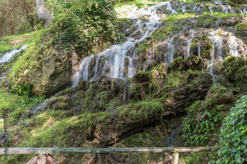 Beautiful shot of the waterfalls in Stone Monastery in Nuevalos, Zaragoza, Aragon, Spain,