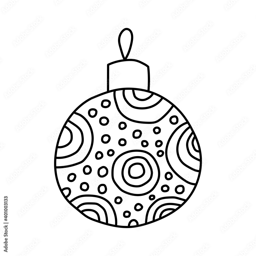 Doodle illustration of a Christmas ornament. New Year festive decoration. Simple vector drawing. Doodle illustration of a Christmas ornament. New Year festive decoration. Simple vector drawing.