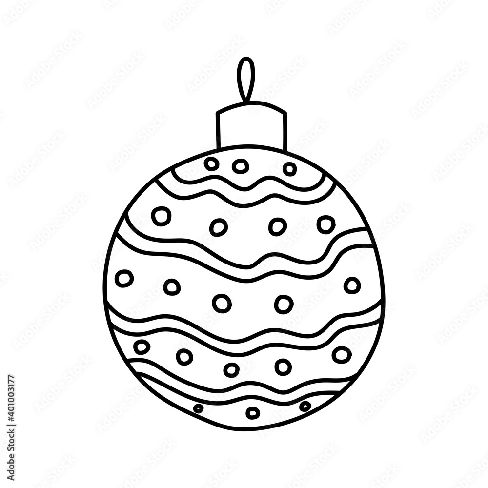 Doodle illustration of a Christmas ornament. New Year festive decoration. Simple vector drawing. Doodle illustration of a Christmas ornament. New Year festive decoration. Simple vector drawing.