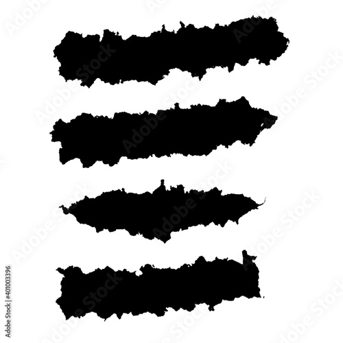 set of torn paper for brush, ripped paper texture element against white background