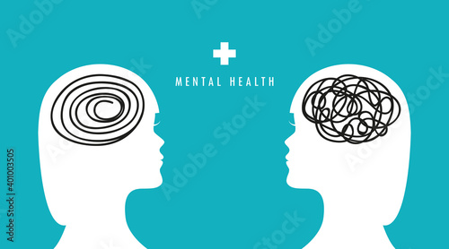 mental health concept woman brain silhouette vector illustration EPS10