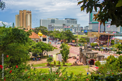 Top view of Malacca (Melaka) city seen from a high point, Malaysia  photo